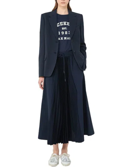 Weekend Max Mara Natural Stretch Wool Blazer In Blue