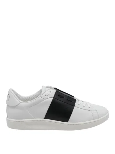 Valentino Garavani Minimalist Leather Sneakers With Contrasting Stripe Detail And Vlogo Signature In White