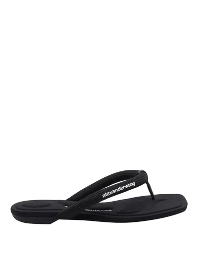 Alexander Wang Neutrals Jenna Tubular Padded Flop Sandals In Black
