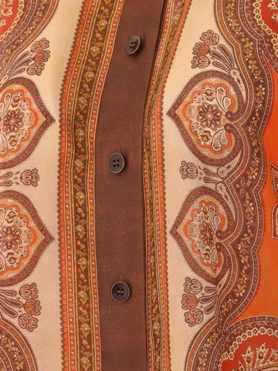 Zimmermann Tangerine Paisley-print Silk Habotai Mahon Dolman Shirt In Brown