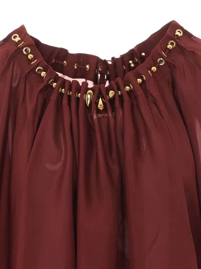 Zimmermann Blouse Aster With Ruffles And Beads In Red