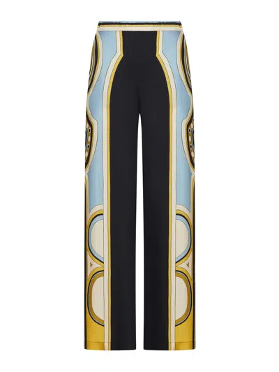 La Doublej Club Printed Silk Twill Wide-leg Pants In Multi