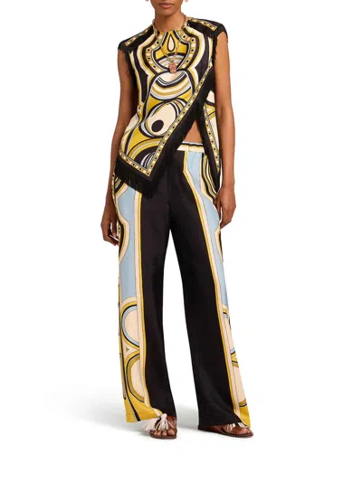 La Doublej Club Printed Silk Twill Wide-leg Pants In Multi