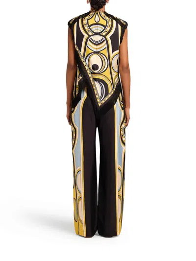 La Doublej Club Printed Silk Twill Wide-leg Pants In Multi