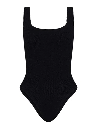 Hunza G Square Neck One-piece Swimsuit With Deep U-back In Black