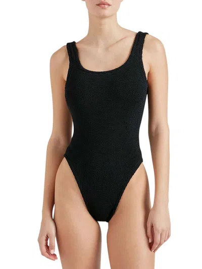 Hunza G Square Neck One-piece Swimsuit With Deep U-back In Black