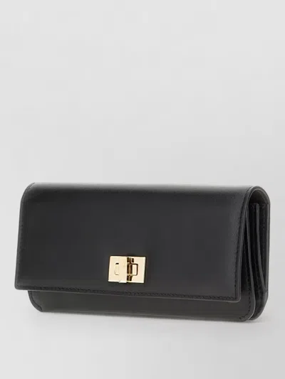 Fendi Leather Continental Wallet Compact Rectangular Design In Blue
