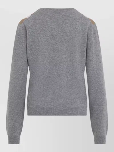 Prada Argyle-pattern V-neck Cashmere Sweater In Gray