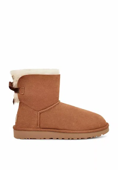Ugg Chestnut Mini Bailey Bow Ii Ankle Boots In Multi