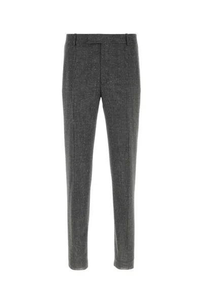 Alexander Mcqueen Grey Flat Front Pants In Grey