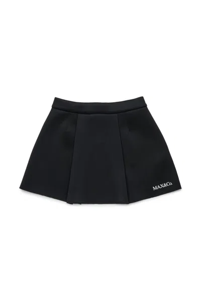 Max & Co 로고 프린트 플리츠 스커트 In Black