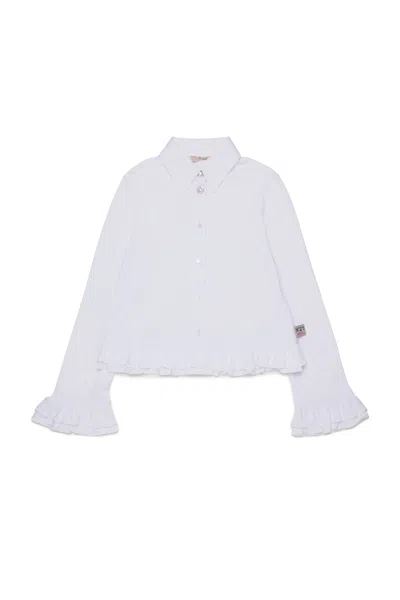 N°21 크리스털 장식 러플 셔츠 In White