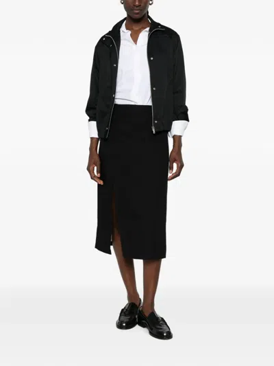 Sandro Split-front Midi Skirt In Black