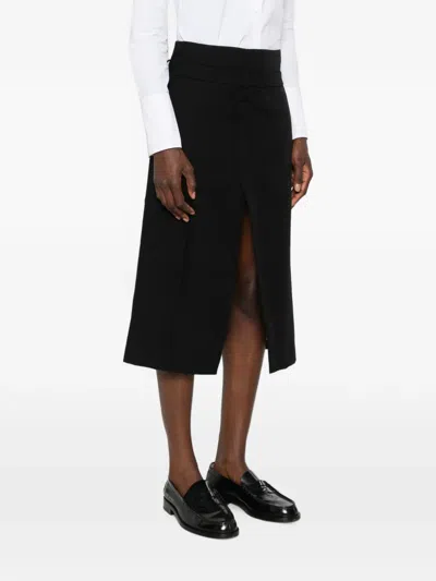 Sandro Split-front Midi Skirt In Black