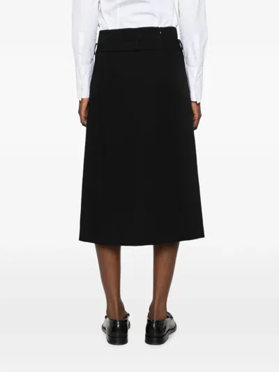 Sandro Split-front Midi Skirt In Black