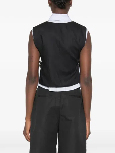 Sandro Pinstripe-pattern Buttoned Top In Black