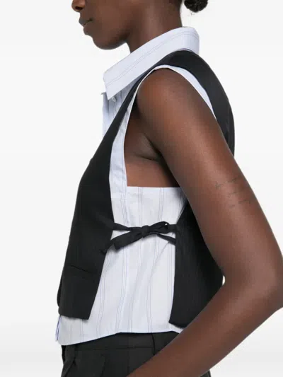 Sandro Pinstripe-pattern Buttoned Top In Black