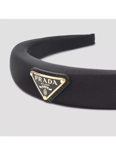 Prada Headband Crafted From Polyamide Fabric In Black