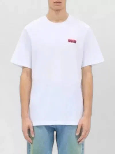 Msgm Short Sleeve Crew Neck Straight Hem T-shirt In White