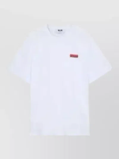 Msgm Short Sleeve Crew Neck Straight Hem T-shirt In White