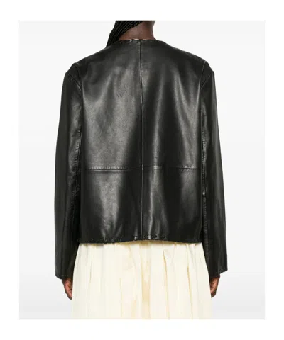 Rohe Whipstitch-trim Collarless Jacket In Black