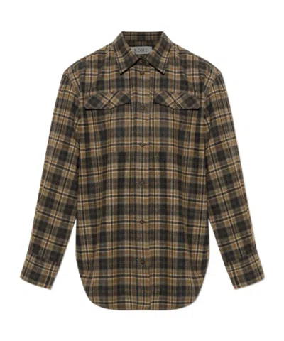 Rohe Check-patterned Pocket Shirt In Green