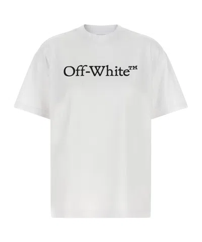 Off-white Relaxed Fit Cotton Tee With Oversized Logo In White