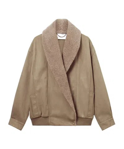 Stella Mccartney Oversized Teddy-trimmed Blouson Jacket In Brown