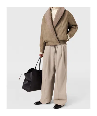 Stella Mccartney Oversized Teddy-trimmed Blouson Jacket In Brown