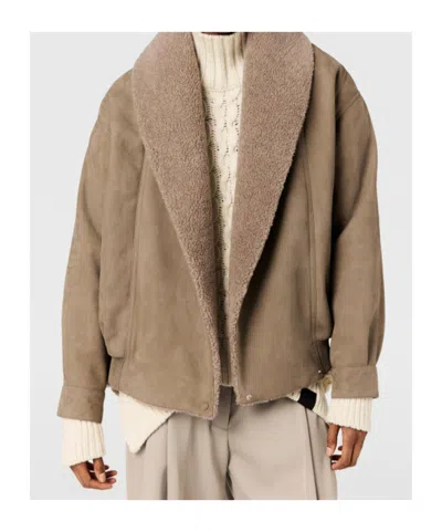 Stella Mccartney Oversized Teddy-trimmed Blouson Jacket In Brown