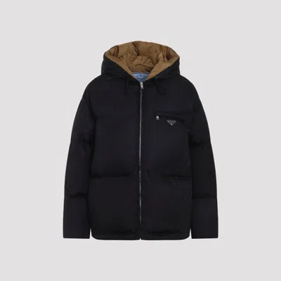 Prada Recycled Polyamide Puffer Down Jacket For Women In Black