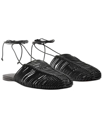 Farm Rio Macrame Leather Mule In Black