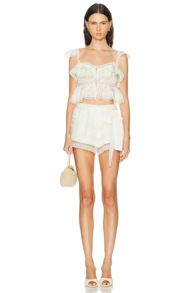 Loveshackfancy Emanuela Shorts In White