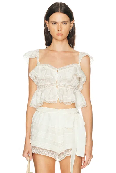 Loveshackfancy Linata Top In White