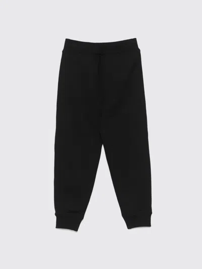 Burberry Cotton Jogging Trousers With Check Trims For Kids In Black
