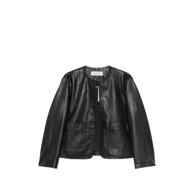 Rohe Whipstitch-trim Collarless Jacket In Black