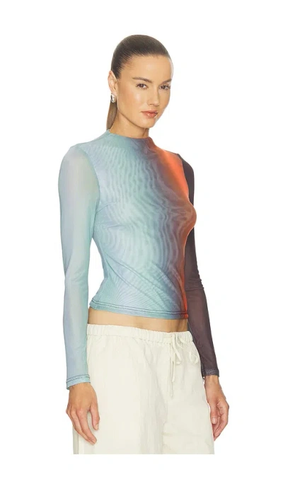 Roame. Evie Mesh Long Sleeve Top In Multi