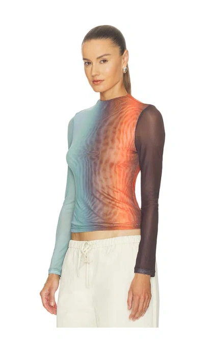 Roame. Evie Mesh Long Sleeve Top In Multi