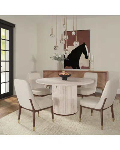 Lr Home Eames Distressed Fluted Handmade Dining Table With Hidden Storage In Pattern