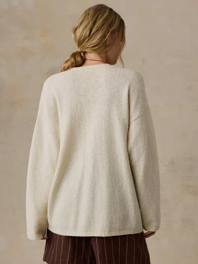 Faherty Boucle Deep V-neck Sweater In White