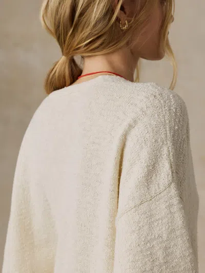 Faherty Boucle Deep V-neck Sweater In White