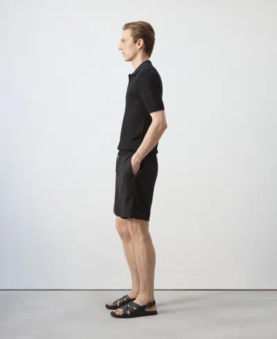 Mango Flat Front Linen Blend Drawstring Bermuda Shorts In Black