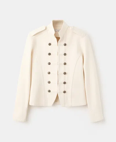 Mango Fitted Jacket With Band Collar In Neutral