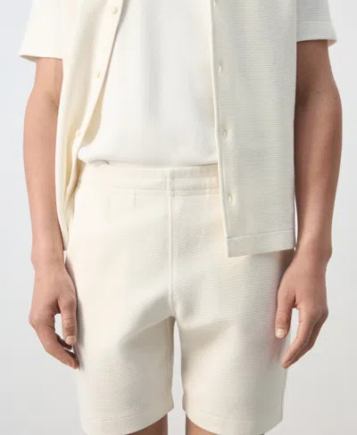 Mango Slim Fit Cotton Waffle Pull-on Shorts In Neutral