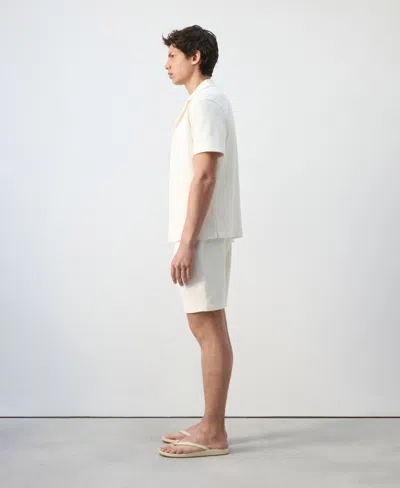 Mango Slim Fit Cotton Waffle Pull-on Shorts In Neutral