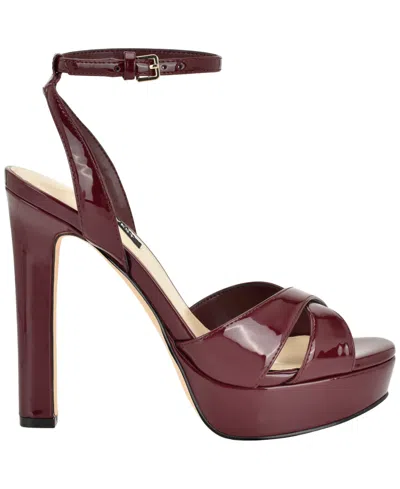 Nine West Wilda Platform Sandal In Burgundy