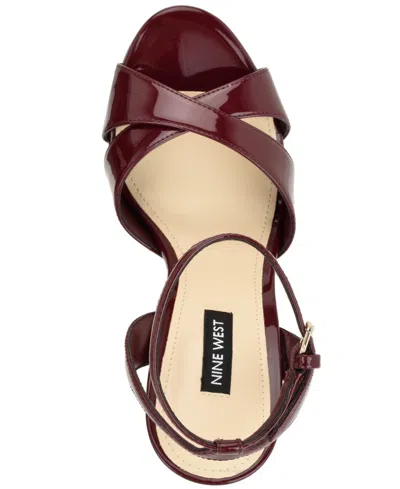 Nine West Wilda Platform Sandal In Burgundy
