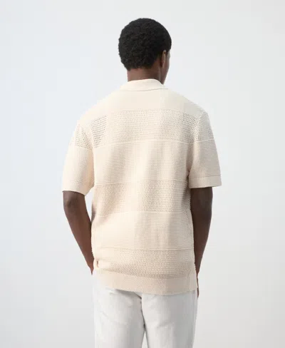 Mango Openwork Knitted Shirt In Neutral
