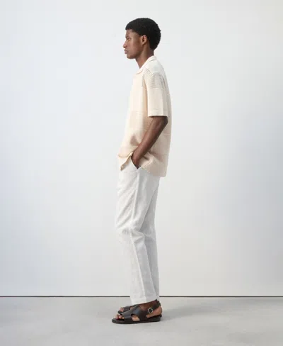Mango Openwork Knitted Shirt In Neutral