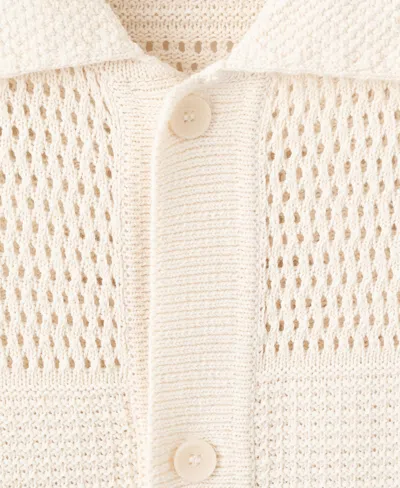 Mango Openwork Knitted Shirt In Neutral